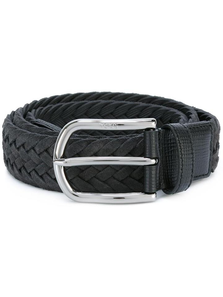 Tod's Braided Belt, Men's, Size: 95, Grey, Leather