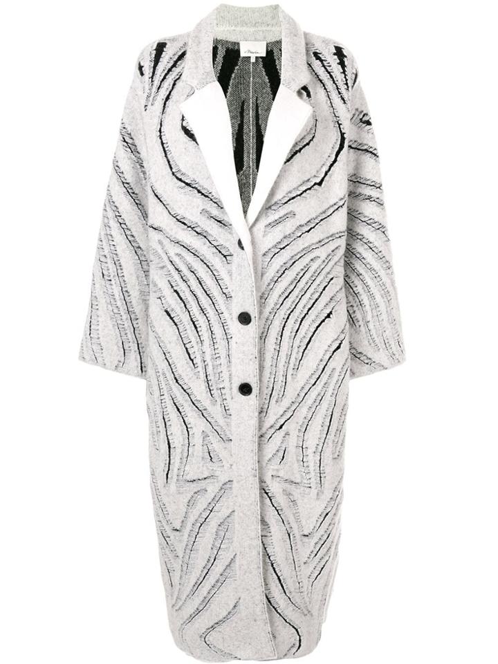 3.1 Phillip Lim Zebra Print Oversized Coat - White
