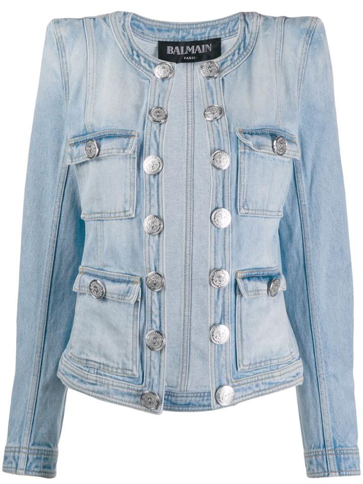 Balmain Denim Slim Fit Blazer - Blue
