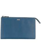 Salvatore Ferragamo - Zip Clutch - Men - Calf Leather - One Size, Blue, Calf Leather