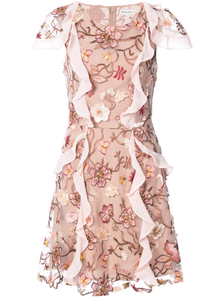 For Love And Lemons Floral Embroidered Frill Trim Dress - Nude &