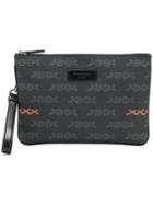 Ermenegildo Zegna Logo Printed Clutch - Black