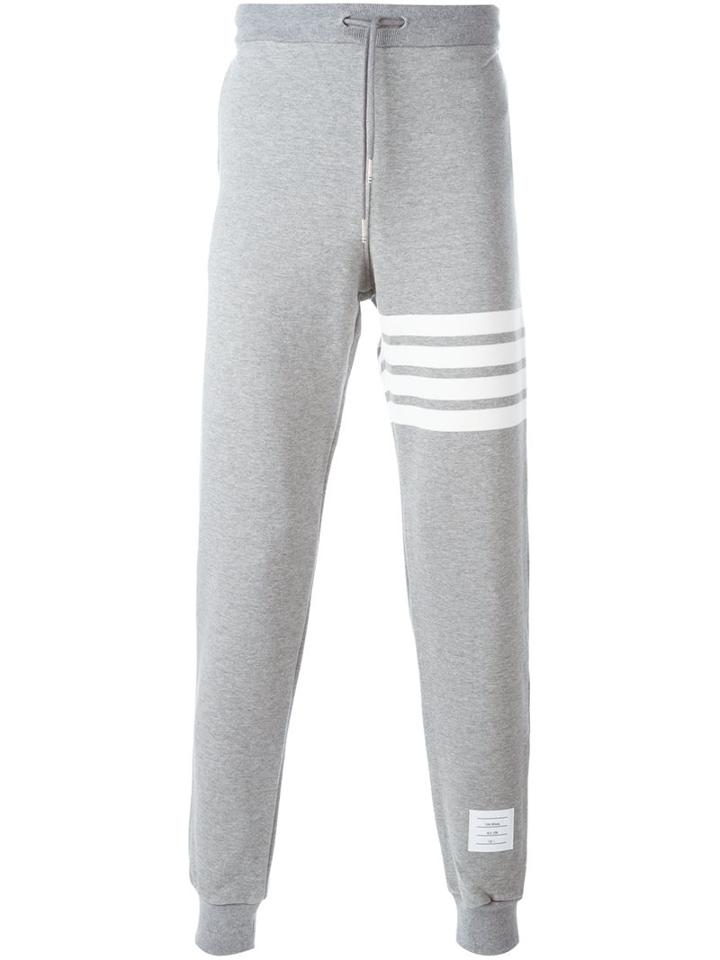 Thom Browne Stripe Detail Sweatpants, Men's, Size: 3, Grey, Cotton