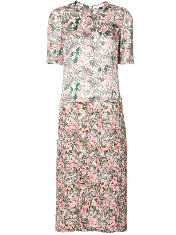 Julien David - Floral Print Dress - Women - Silk/cotton - Xs, Pink/purple, Silk/cotton