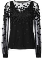 Sportmax Dot Appliqué Sheer Blouse, Women's, Size: Large, Black, Polyamide/acetate/silk/polyester