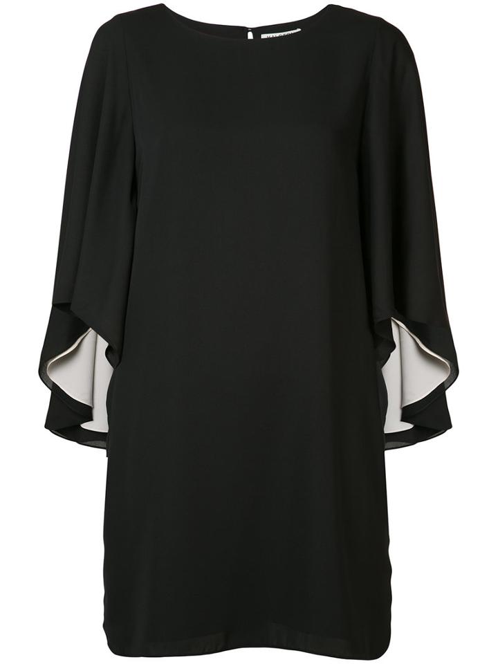 Halston Heritage - Ruffled Sleeves Mini Dress - Women - Polyester - 10, Black, Polyester