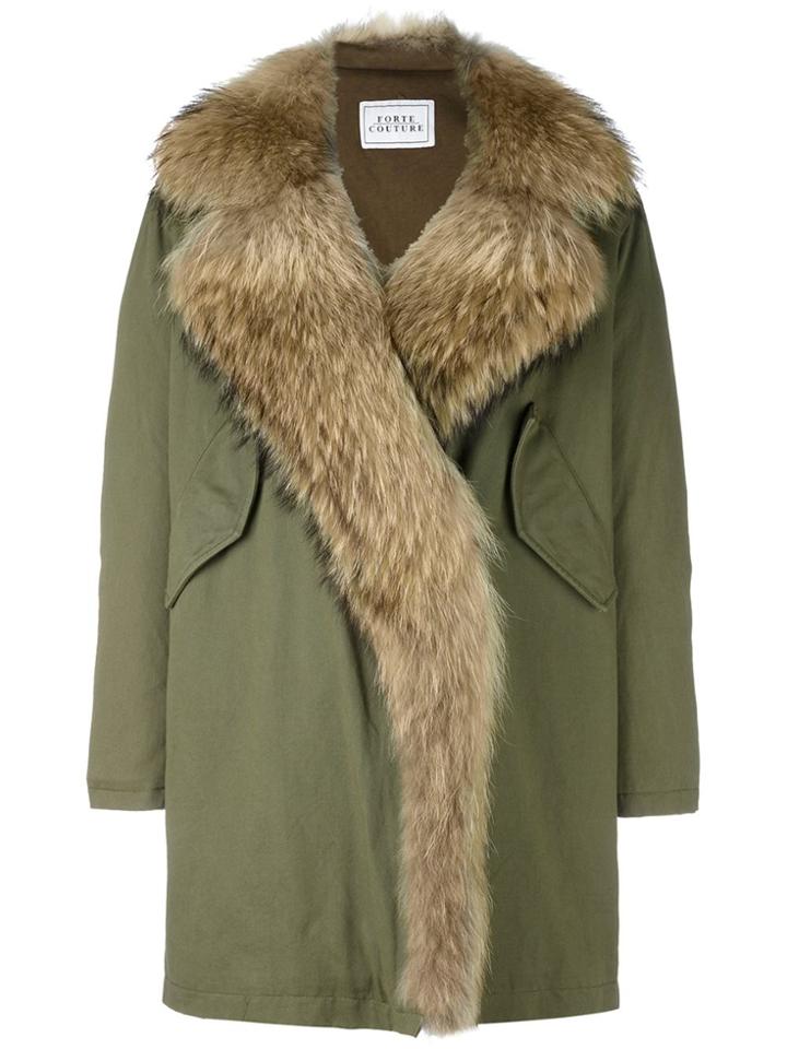 Forte Couture Hooded Parka Coat - Green