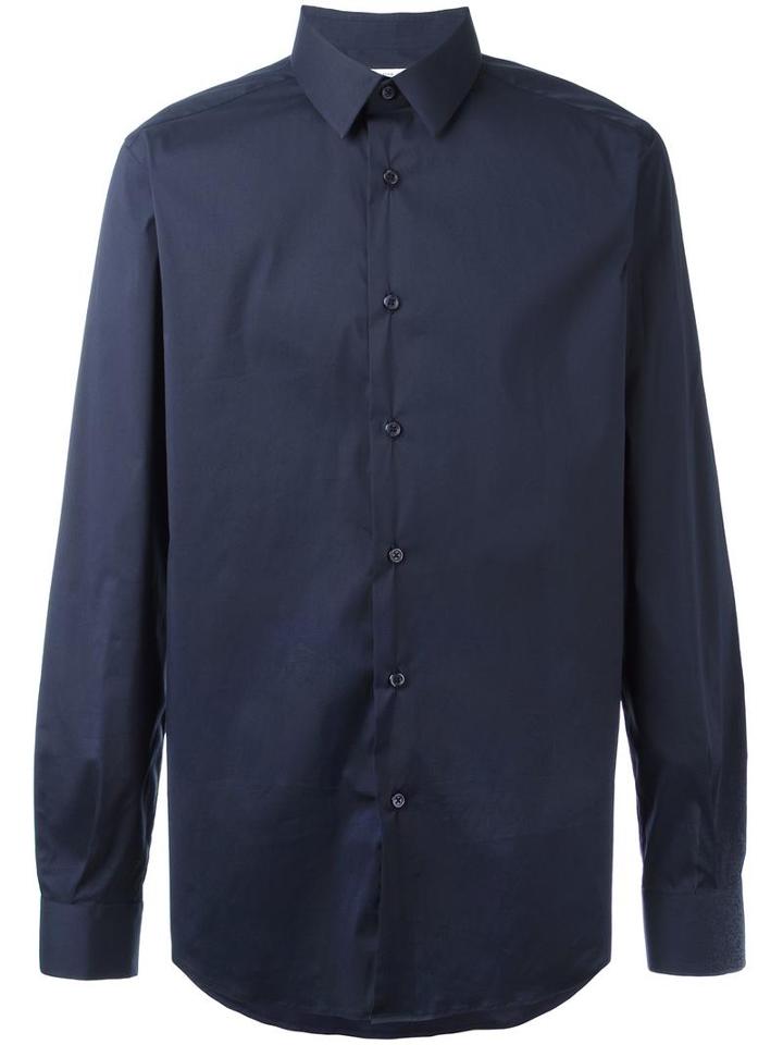 Fashion Clinic Classic Buttoned Shirt, Men's, Size: 45, Blue, Cotton/polyamide/spandex/elastane