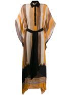 Just Cavalli Sheer Striped Maxi Shirt Dress - Neutrals