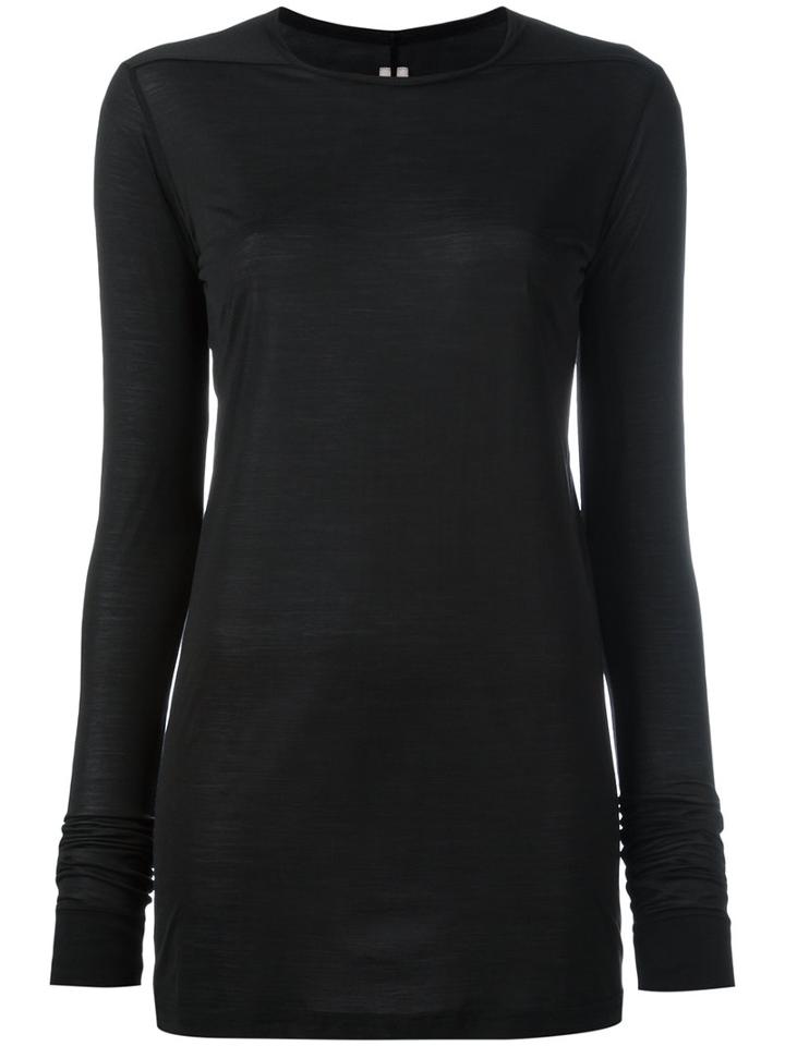 Rick Owens Long Sleeve T-shirt, Women's, Size: 40, Black, Silk