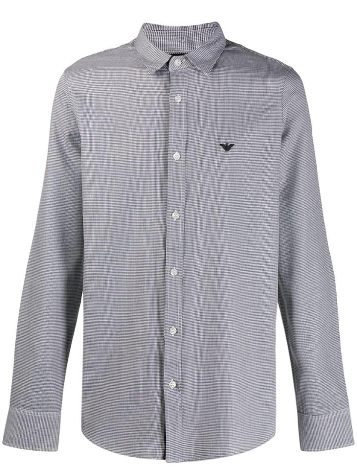 Emporio Armani Houndstooth Print Shirt - Black