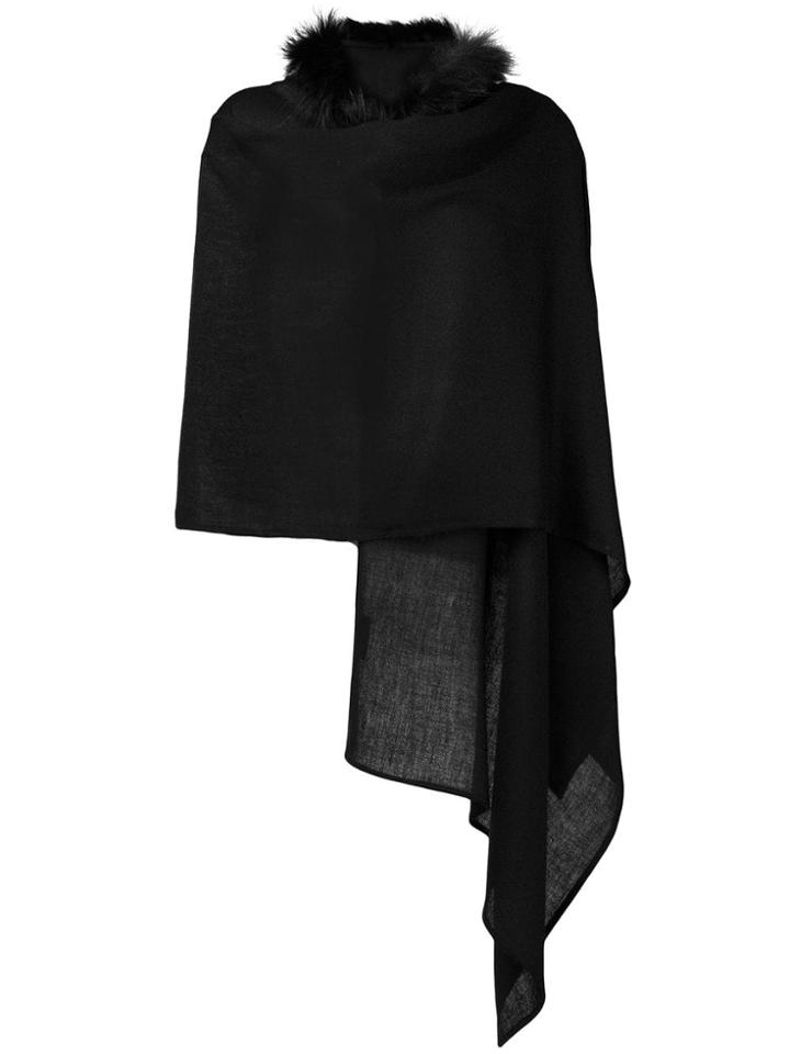 Charlotte Simone Raccoon Fur-lined Hooded Scarf - Black