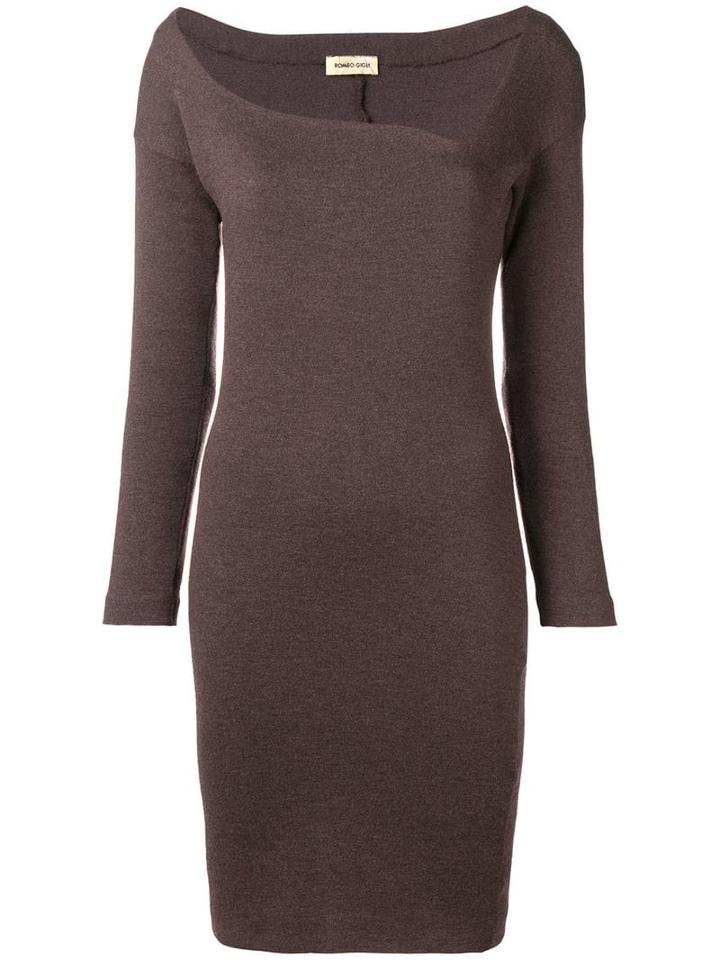 Romeo Gigli Pre-owned Asymmetric Neck Fitted Dress - Brown
