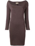 Romeo Gigli Pre-owned Asymmetric Neck Fitted Dress - Brown