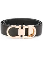 Salvatore Ferragamo Double Gancio Block Belt, Men's, Size: 105, Brown, Calf Leather