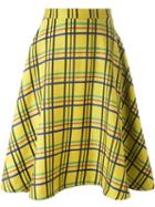 Ultràchic Tartan Print Full Skirt, Women's, Size: 40, Yellow/orange, Acrylic/polyester/wool
