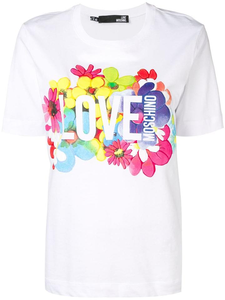 Love Moschino Flower Print T-shirt - White