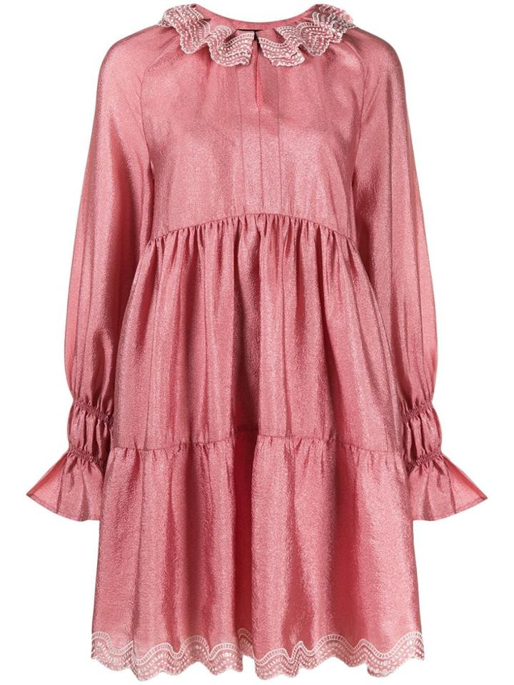 Stine Goya Ruched Ruffled Mini Dress - Pink