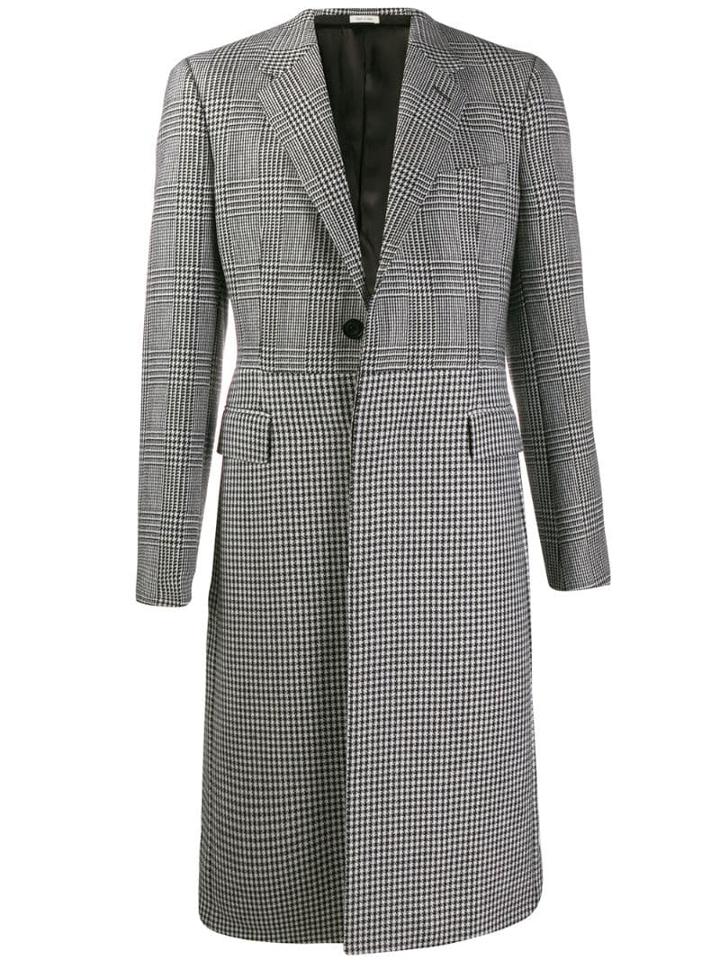 Alexander Mcqueen Check And Houndstooth Coat - Black