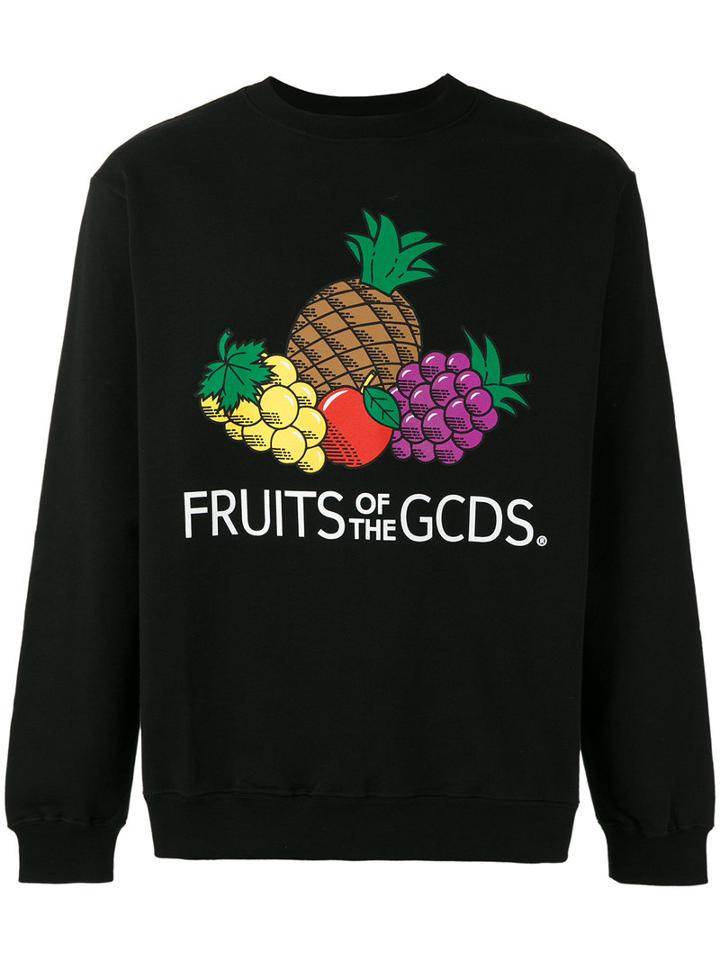 Gcds Fruit Print Sweatshirt, Men's, Size: Small, Black, Cotton