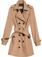 Burberry Wool Cashmere Trench Coat With Fur Collar - Brown