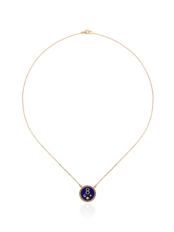 Foundrae Karma Petite Champleve Stationary Necklace - Metallic