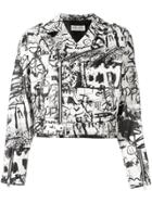 Saint Laurent Special Edition Leather Motorcycle Jacket - White