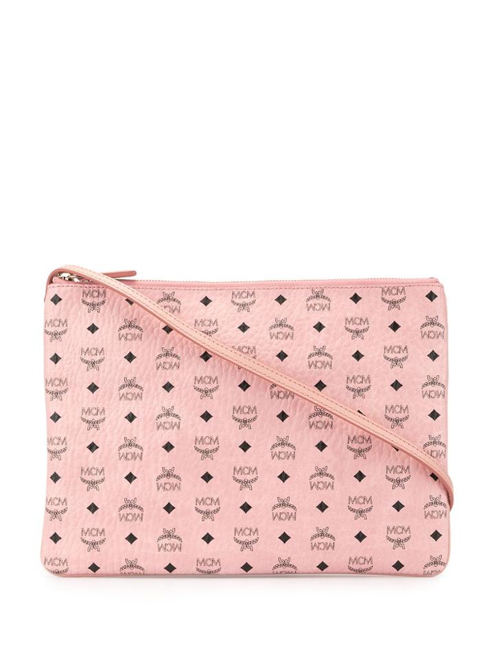 Mcm Logo Print Clutch Bag - Pink