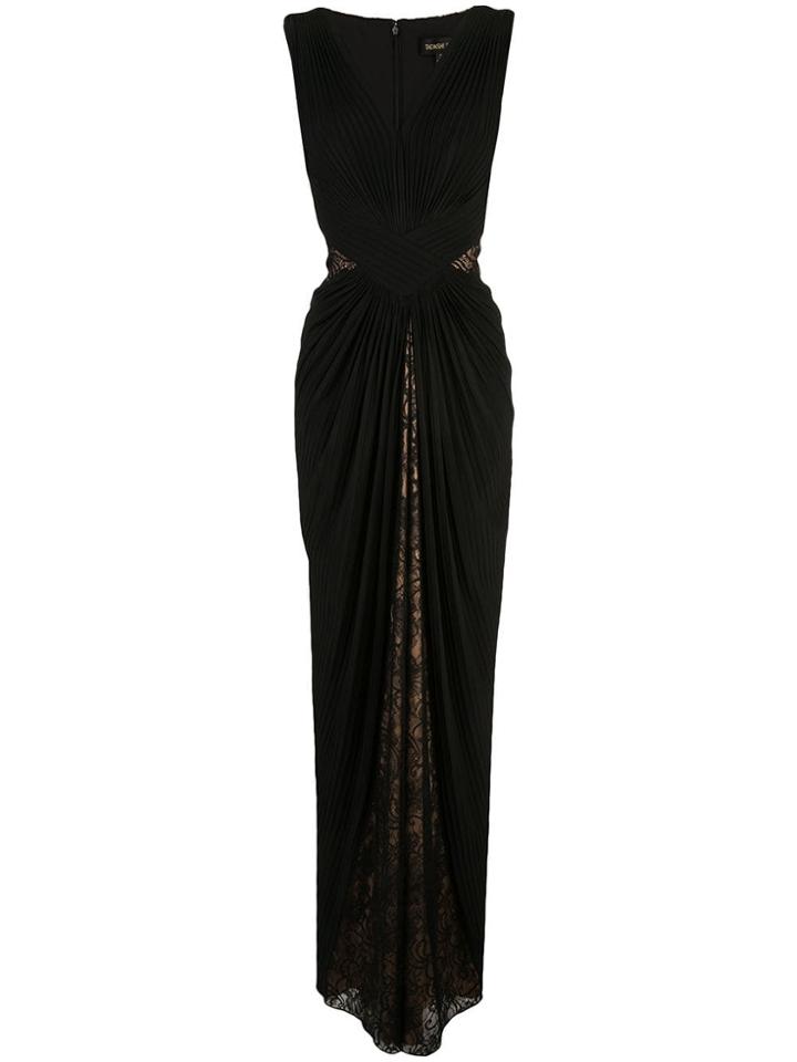 Tadashi Shoji Lace Draped Evening Dress - Black