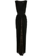 Tadashi Shoji Lace Draped Evening Dress - Black