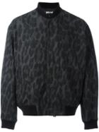 Just Cavalli Animalier Print Bomber Jacket, Men's, Size: 50, Black, Cotton/polyester/wool
