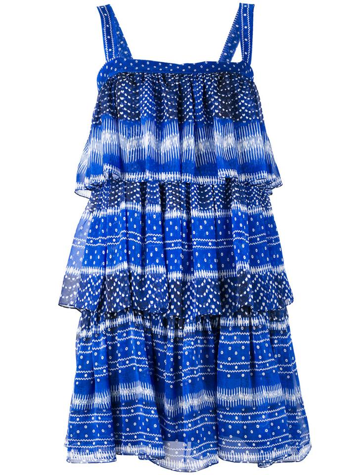 Plein Sud - Ruffled Layer Dress - Women - Silk/polyamide/acetate - 44, Blue, Silk/polyamide/acetate