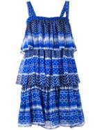 Plein Sud - Ruffled Layer Dress - Women - Silk/polyamide/acetate - 44, Blue, Silk/polyamide/acetate