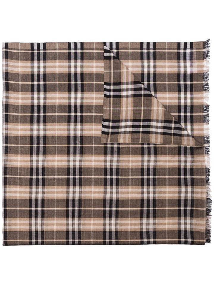 Burberry Check Print Scarf - Neutrals