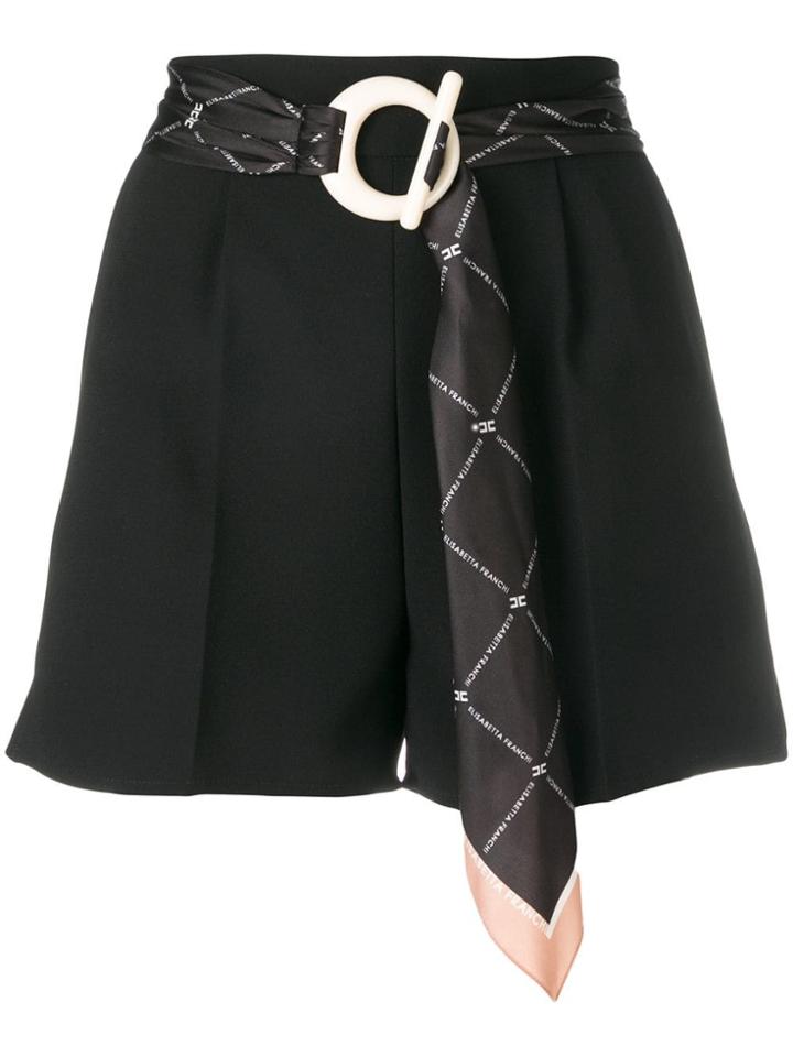 Elisabetta Franchi Belted Tailored Shorts - Black