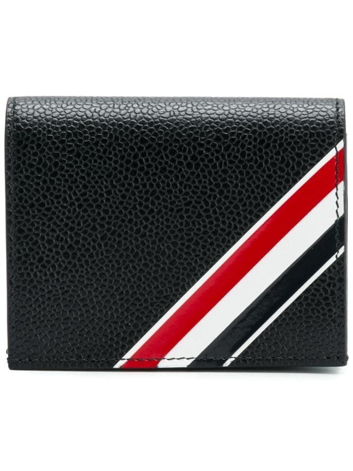 Thom Browne Diagonal Intarsia Stripe Doulbe Cardholder In Pebble Grain