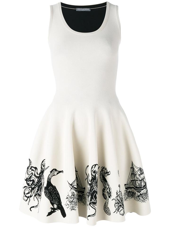 Alexander Mcqueen - Sea Creature Embroidered Dress - Women - Polyamide/polyester/spandex/elastane/viscose - L, White, Polyamide/polyester/spandex/elastane/viscose
