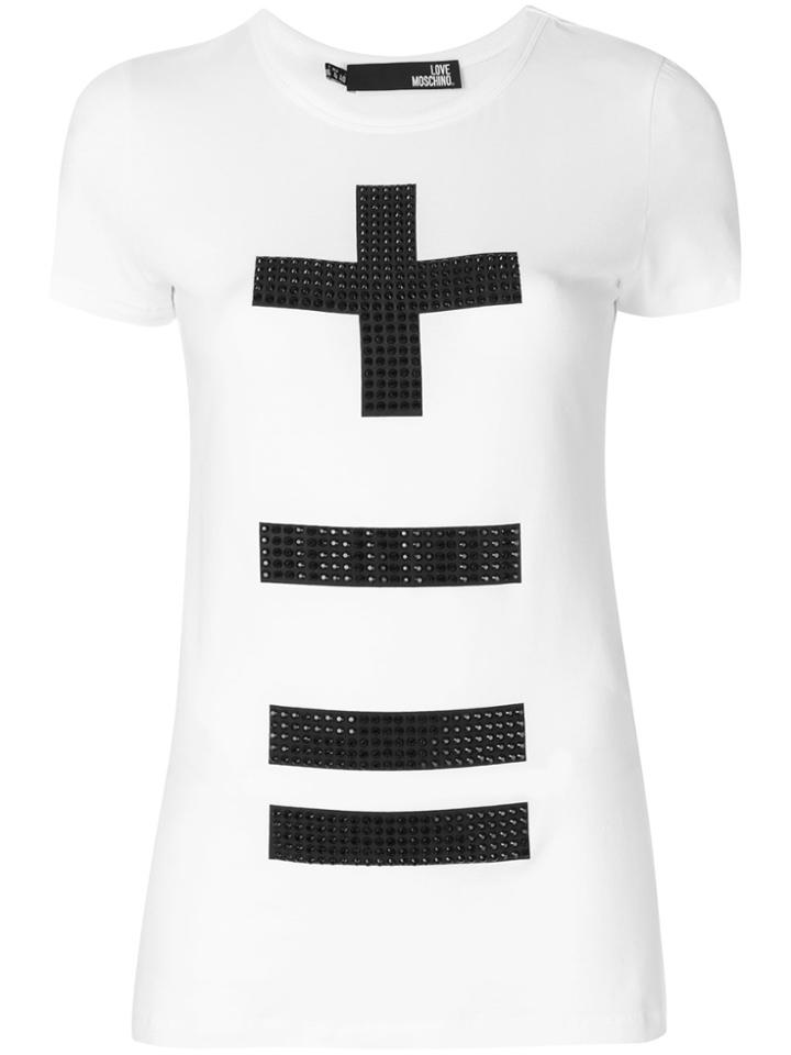 Love Moschino Embellished Cross T-shirt - White