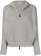 Peserico Zip-up Ribbed Cardigan - Grey