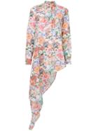 Mm6 Maison Margiela - Floral Print Draped Shirt - Women - Cotton - 42, Cotton