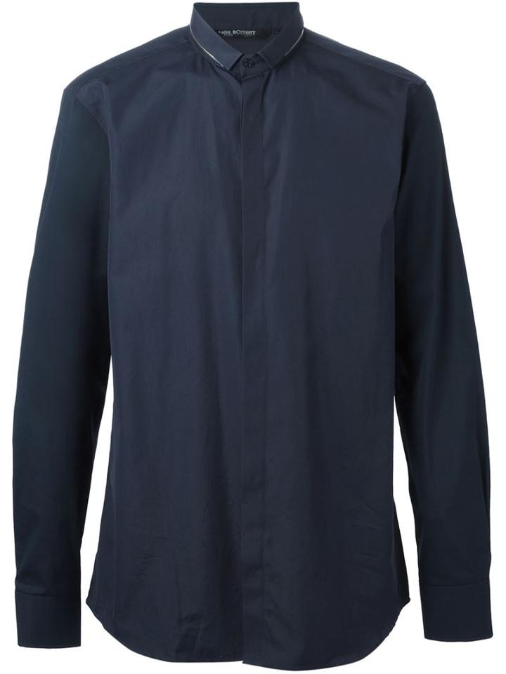 Neil Barrett Zip Collar Shirt, Men's, Size: 42, Blue, Cotton