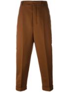 Ami Alexandre Mattiussi Carrot Fit Trousers, Men's, Size: 38, Brown, Polyester/wool