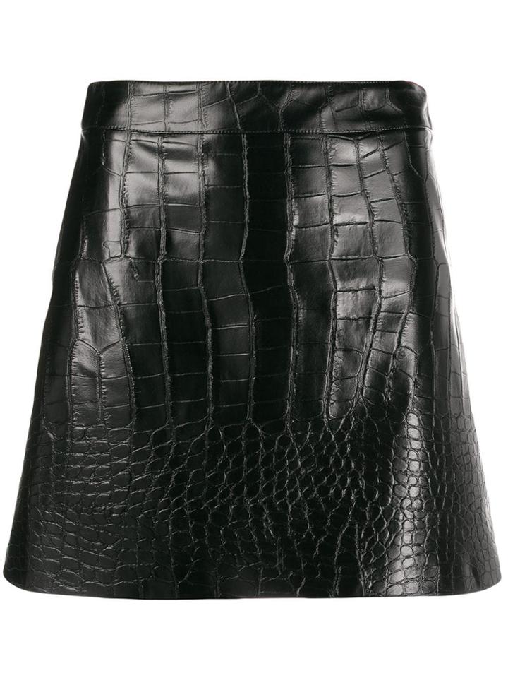Blanca Crocodile Embossed Skirt - Black
