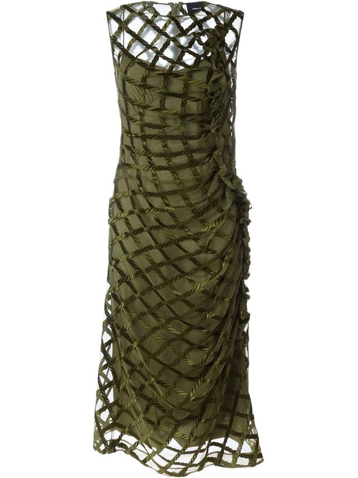 Simone Rocha Embroidered Overlay Dress, Women's, Size: 8, Green, Acetate/polyamide/spandex/elastane