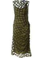 Simone Rocha Embroidered Overlay Dress, Women's, Size: 8, Green, Acetate/polyamide/spandex/elastane