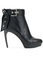 Alexander Mcqueen Leather Tie Ankle Boots - Black