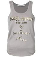 Theatre Products - Metallic Lettering Print Tank - Women - Cotton/acrylic - One Size, Grey, Cotton/acrylic