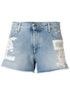 Ermanno Ermanno Embroidered Denim Shorts - Blue