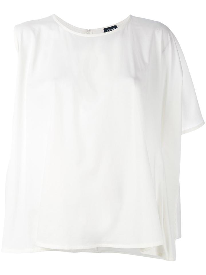 Armani Jeans - Asymmetric T-shirt - Women - Cotton - 44, White, Cotton