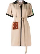 Chloé Patchwork Belted Silk Dress - Brown